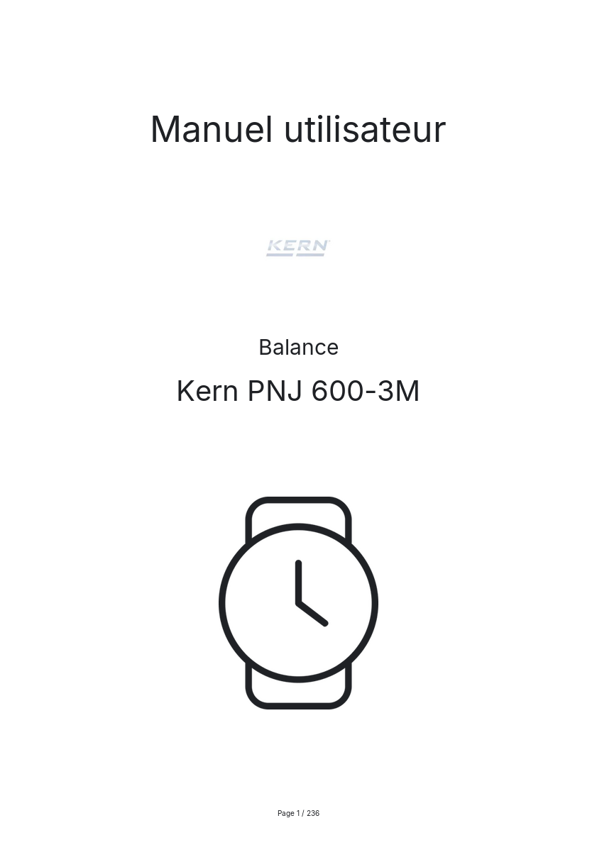 Page n°1 - Manuel utilisateur Kern PNJ 600-3M