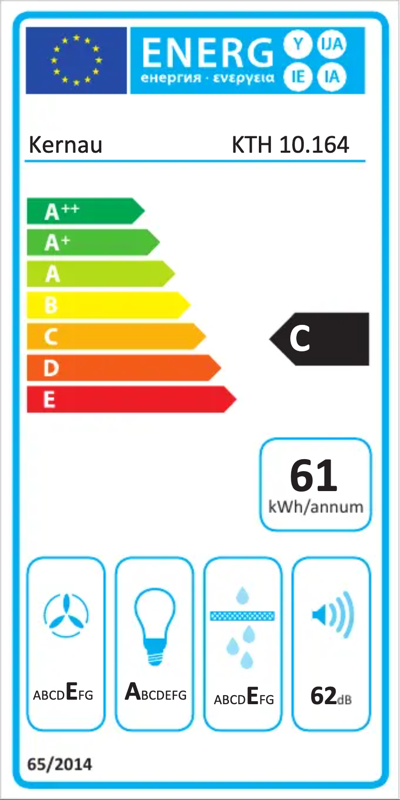 Página 1 del manual Etiqueta energética Kernau KTH 10.164 X
