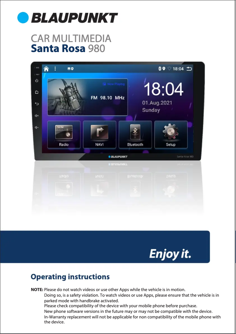 Página 1 del manual Manual de usuario Blaupunkt Santa Rosa 980