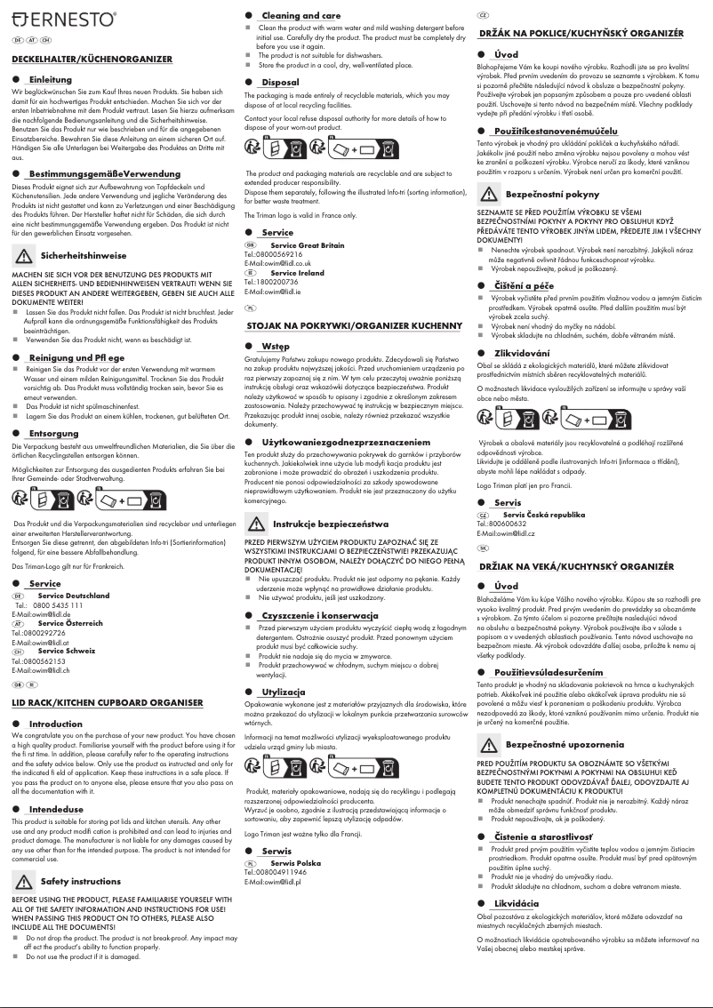 Page n°1 - Manuel utilisateur Ernesto HG07726A