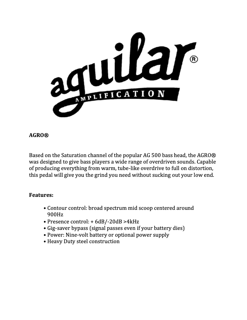 Page n°1 - Manuel utilisateur Aguilar Agro II