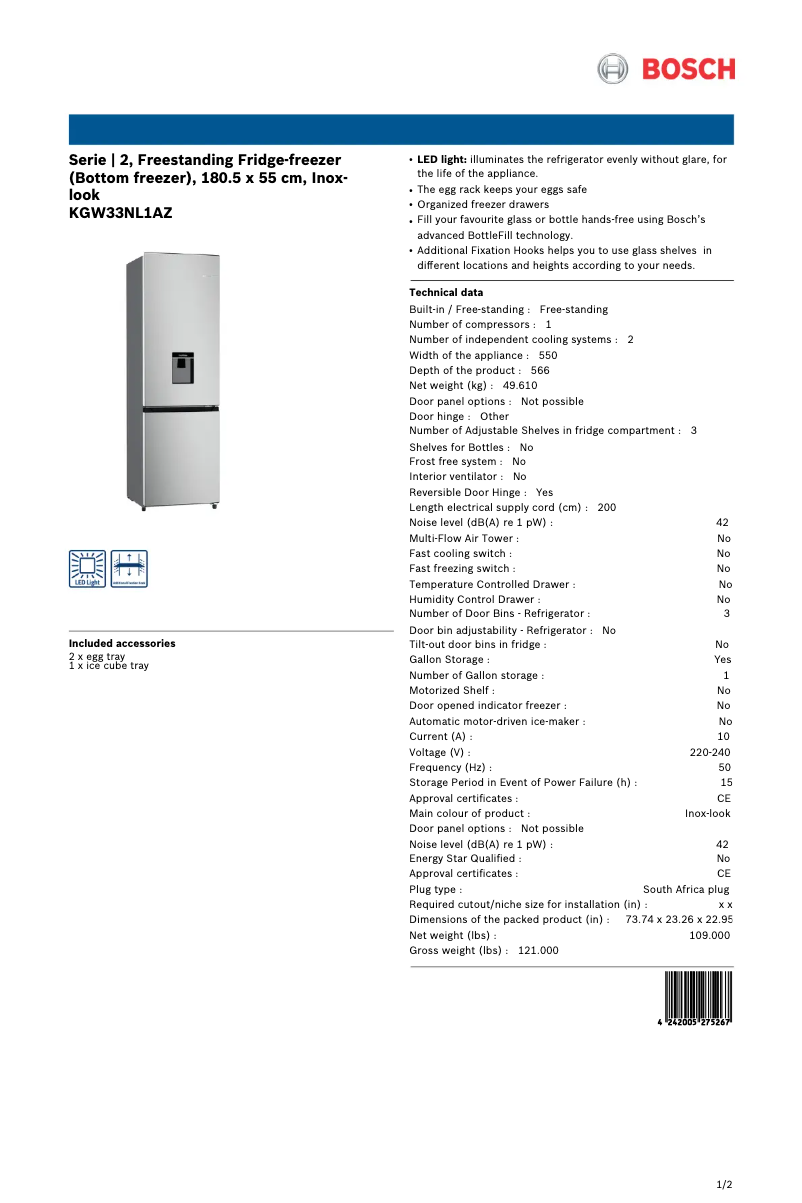 Image de la première page du manuel de l'appareil KGW33NL1AZ