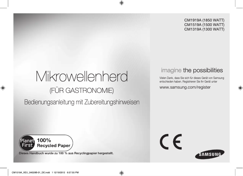 Page 1 de la notice Manuel utilisateur Samsung CM1919A