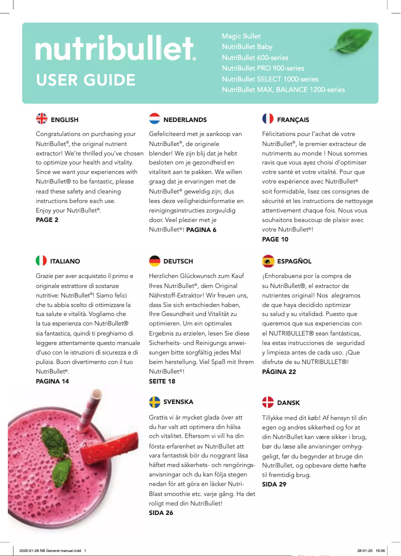 Page n°1 - Manuel utilisateur NutriBullet Magic Bullet