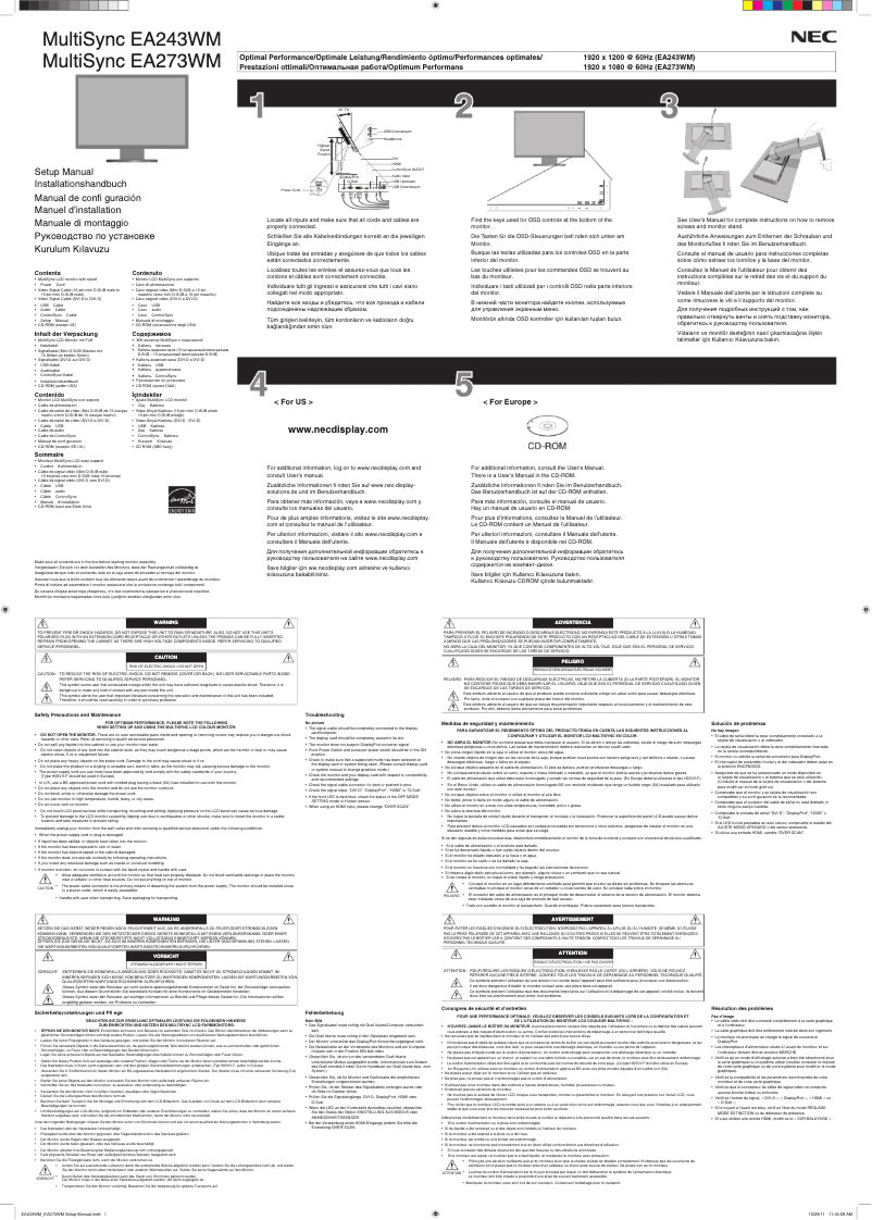 Página 1 del manual Manual de usuario NEC MultiSync EA273WM