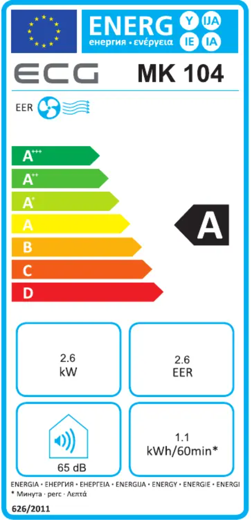 Page 1 of the manual Energy Label ECG MK 104