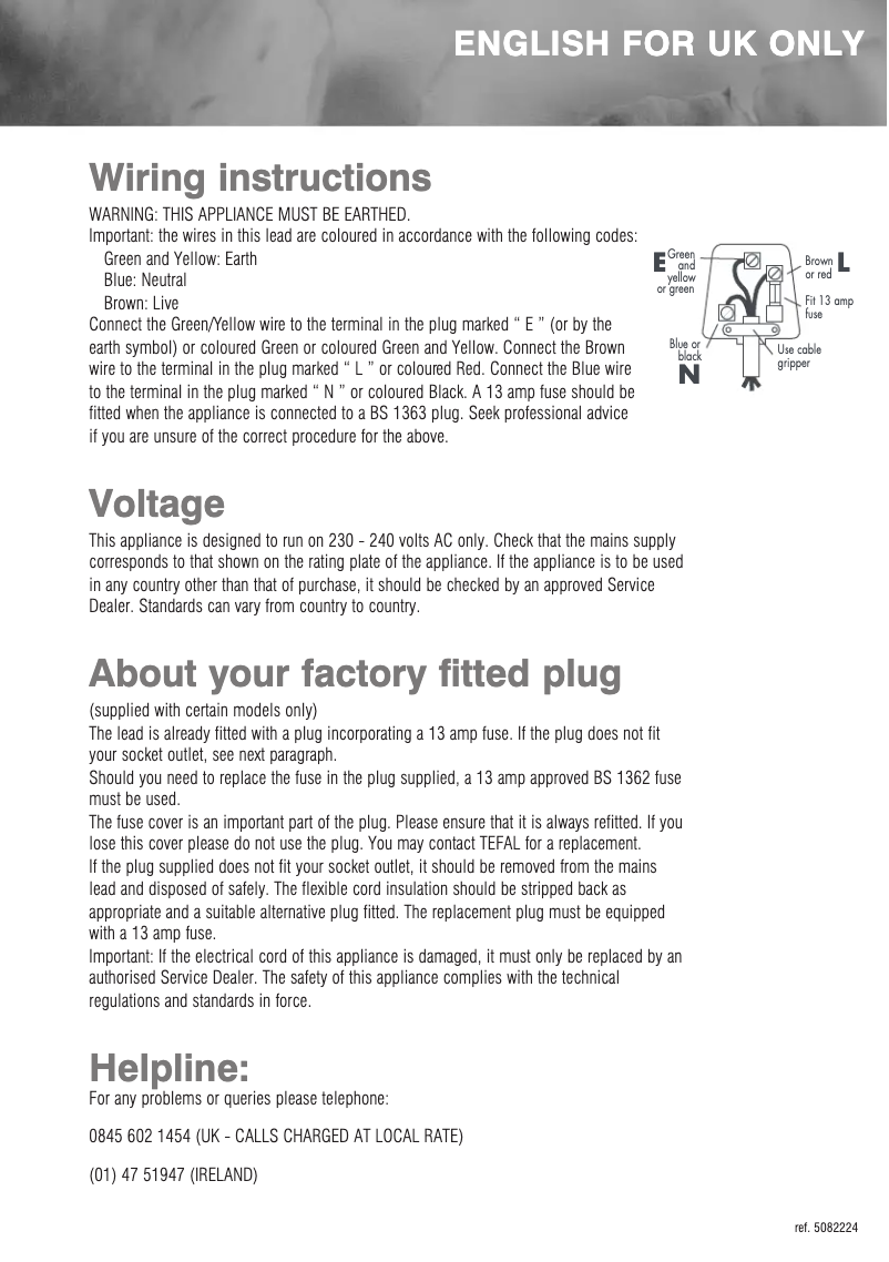 Page 1 of the manual User Manual Tefal Cuisine VC1023