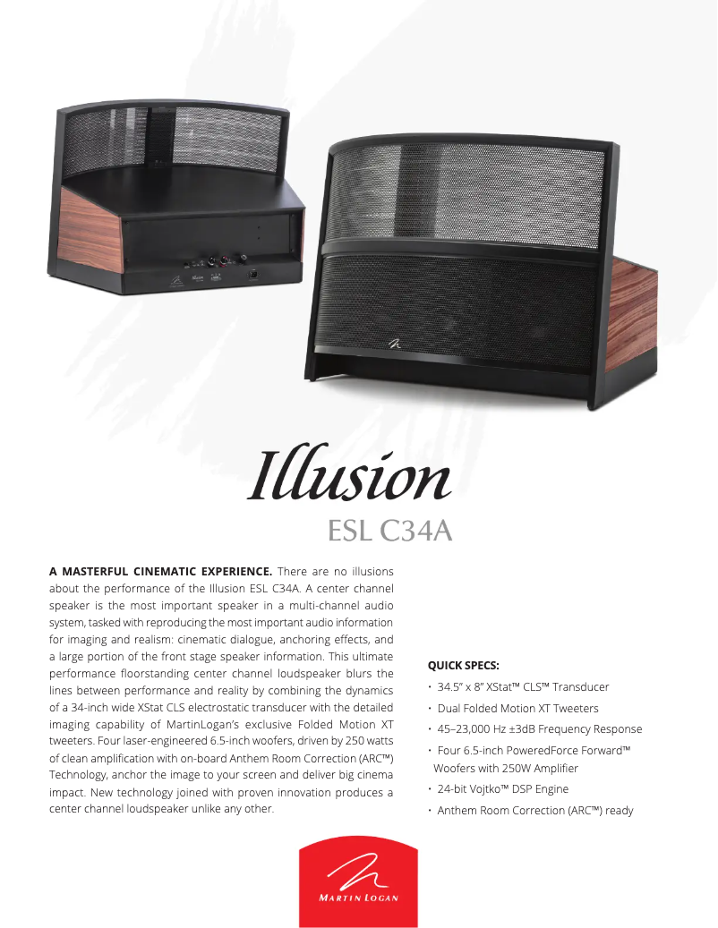 Page n°1 - Fiche technique Martin Logan Illusion ESL C34A