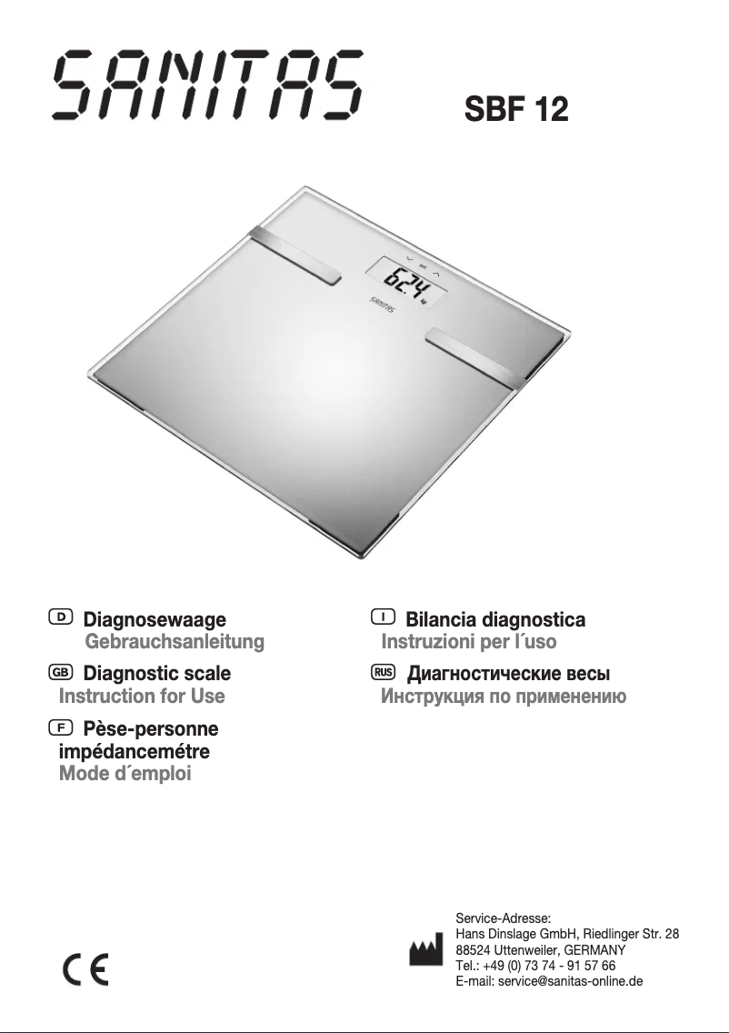 Página 1 del manual Manual de usuario Sanitas SBF 12