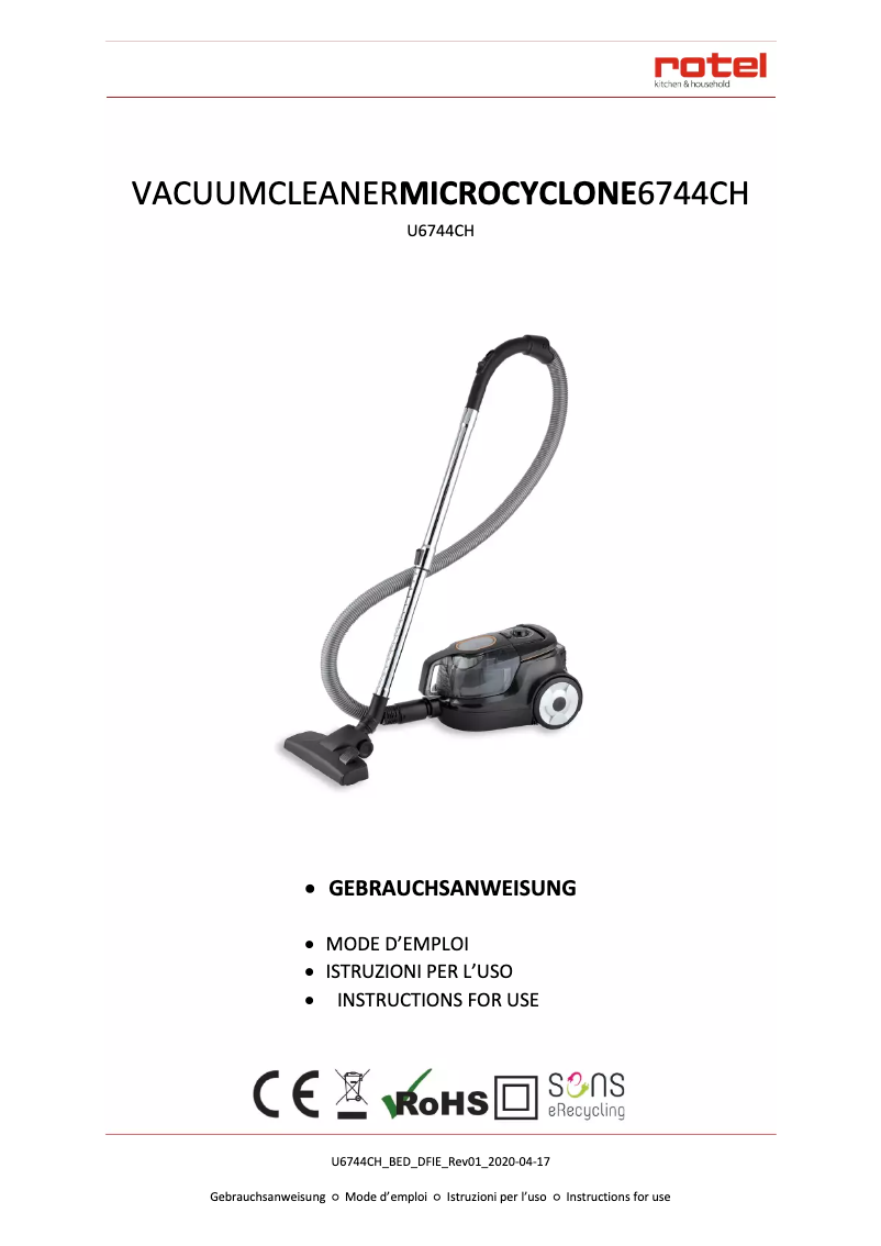 Page 1 de la notice Manuel utilisateur Rotel U6744CH