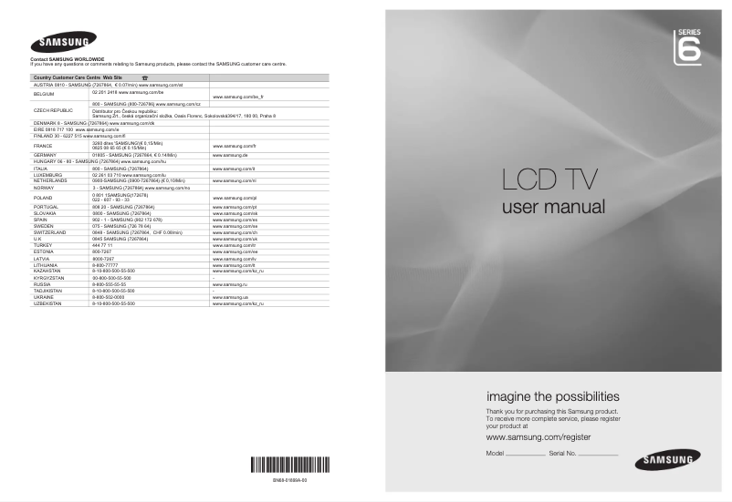 Page 1 de la notice Manuel utilisateur Samsung LE-22B650T6WXXN BREED