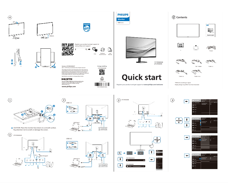 Page 1 de la notice Guide de démarrage rapide Philips 27E1N5600E