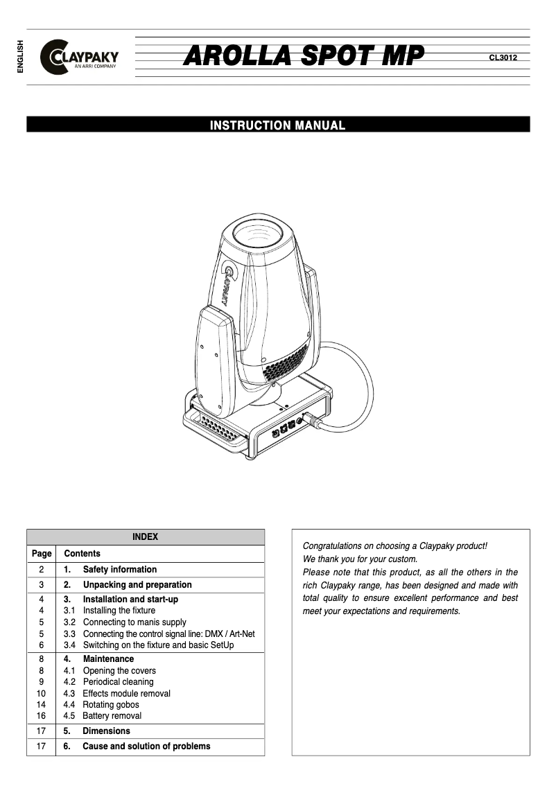 Image de la première page du manuel de l'appareil Arolla Spot MP