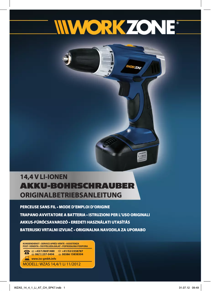 Page 1 de la notice Manuel utilisateur Workzone WZAS 144/1