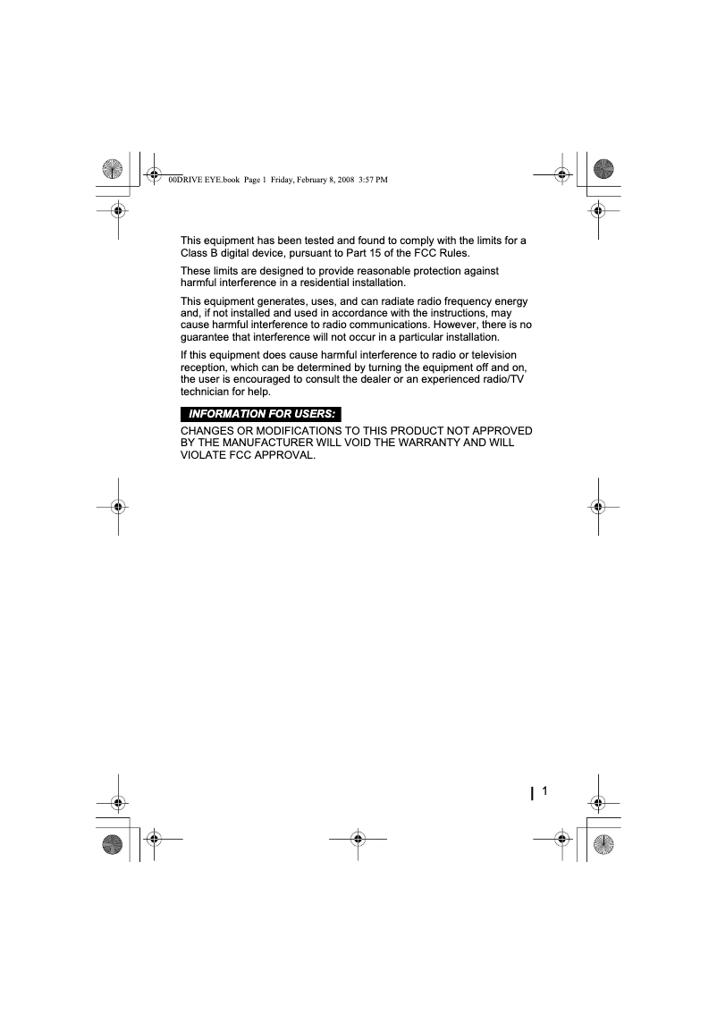 Page 1 de la notice Manuel utilisateur Clarion DriveEye