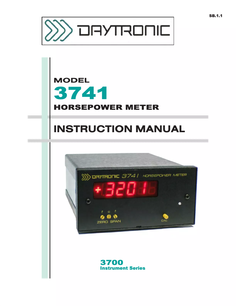 Page n°1 - Manuel utilisateur Daytronic 3741DC