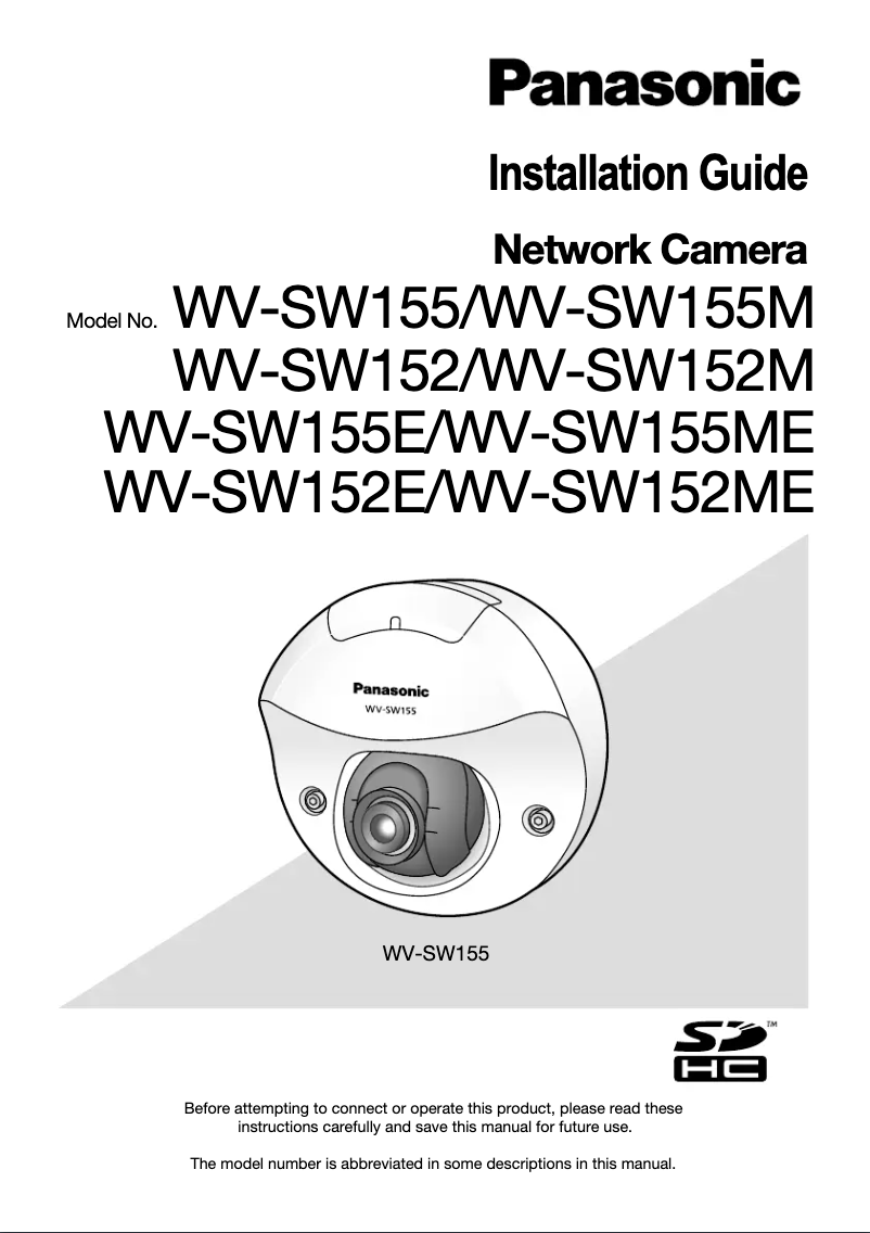 Page n°1 - Manuel utilisateur Panasonic WV-SW152ME