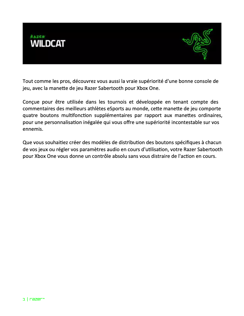 Page n°1 - Manuel utilisateur Razer Wildcat for Xbox One