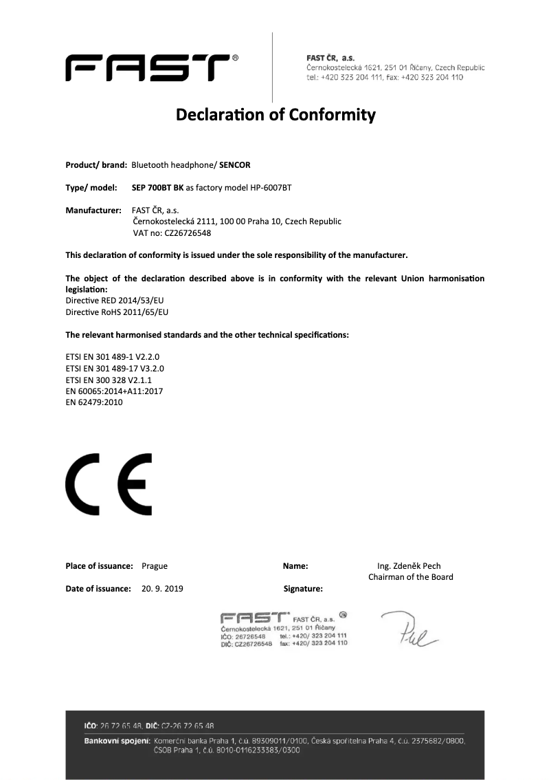 Page n°1 - Manuel utilisateur Sencor SEP 700BT