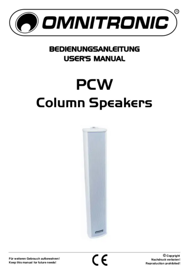 Page n°1 - Manuel utilisateur Omnitronic PCW-20