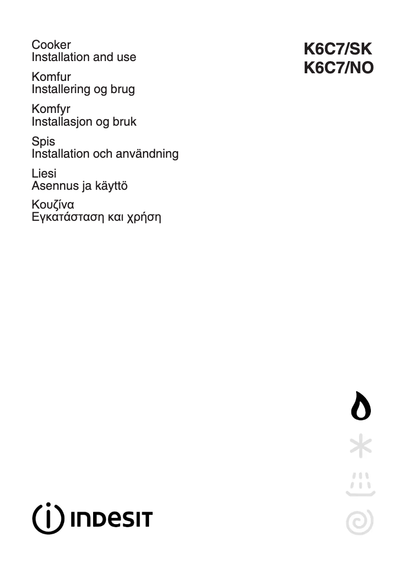 Page 1 de la notice Manuel utilisateur Indesit K6C7/SK