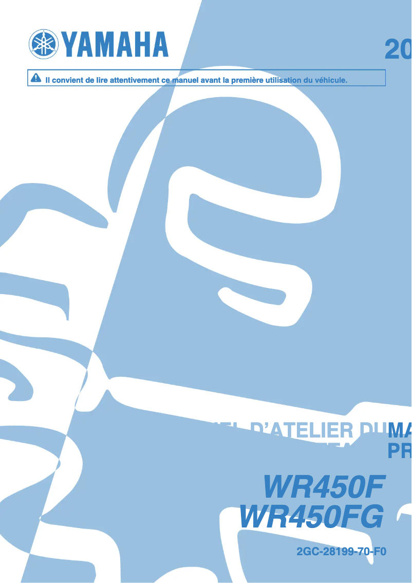 Page n°1 - Manuel utilisateur Yamaha WR450F (2016)