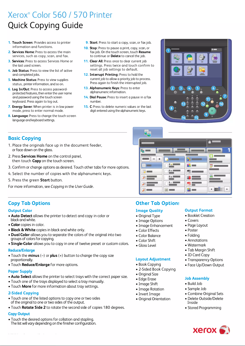 Page 1 de la notice Guide de démarrage rapide Xerox Color 560