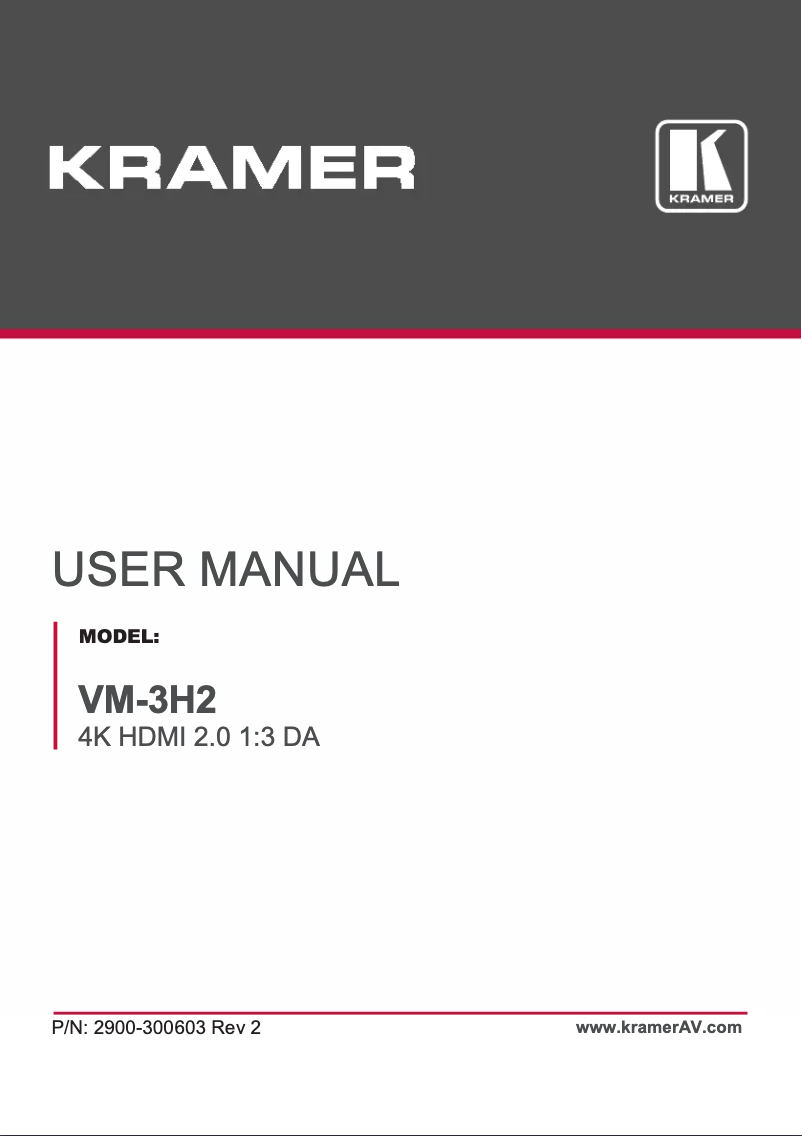 Page n°1 - Manuel utilisateur Kramer VM-3H2