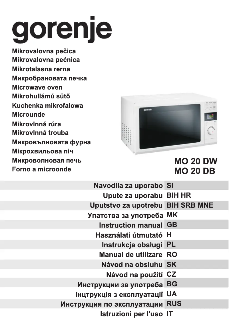 Page 1 de la notice Manuel utilisateur Gorenje MO20DB