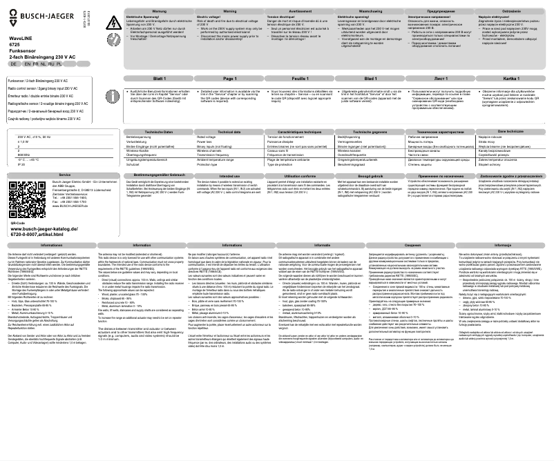 Page n°1 - Manuel utilisateur Busch-Jaeger 6725