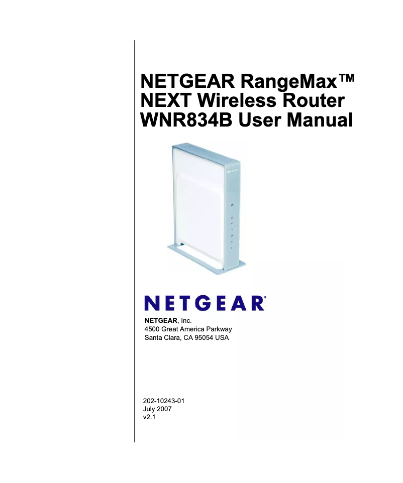 Page 1 de la notice Manuel utilisateur Netgear RangeMax WNR834B