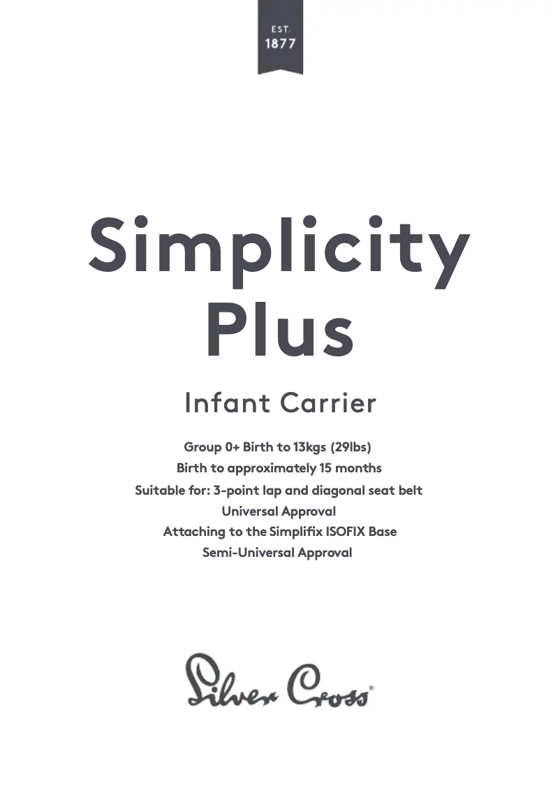 Page 1 de la notice Manuel utilisateur Silver Cross Simplicity Plus