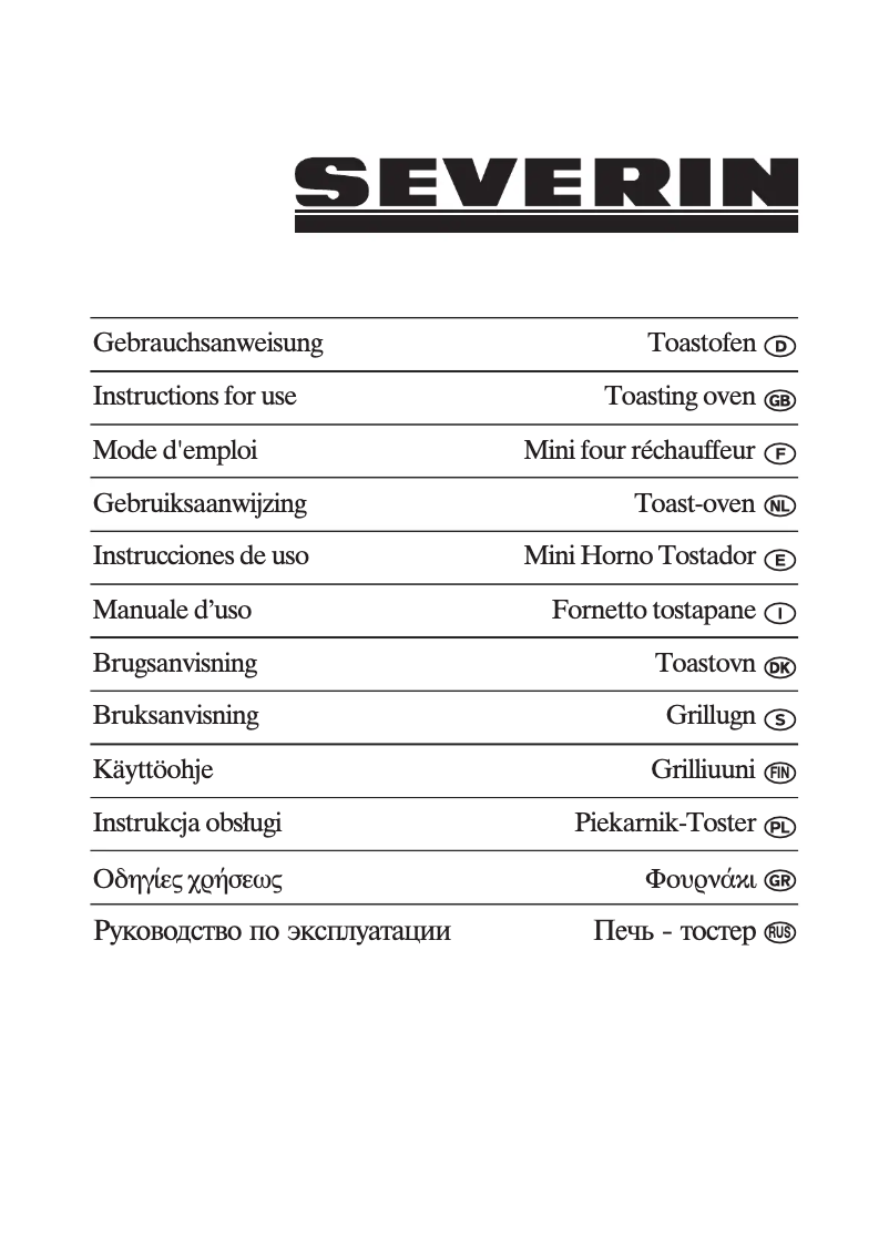 Page 1 of the manual User Manual Severin TO 2015
