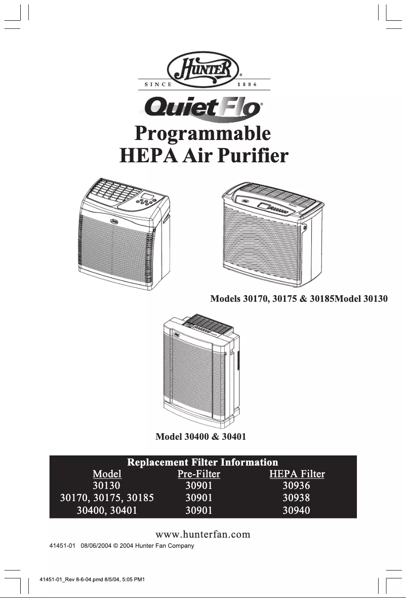 Image de la première page du manuel de l'appareil QuietFlo 30401