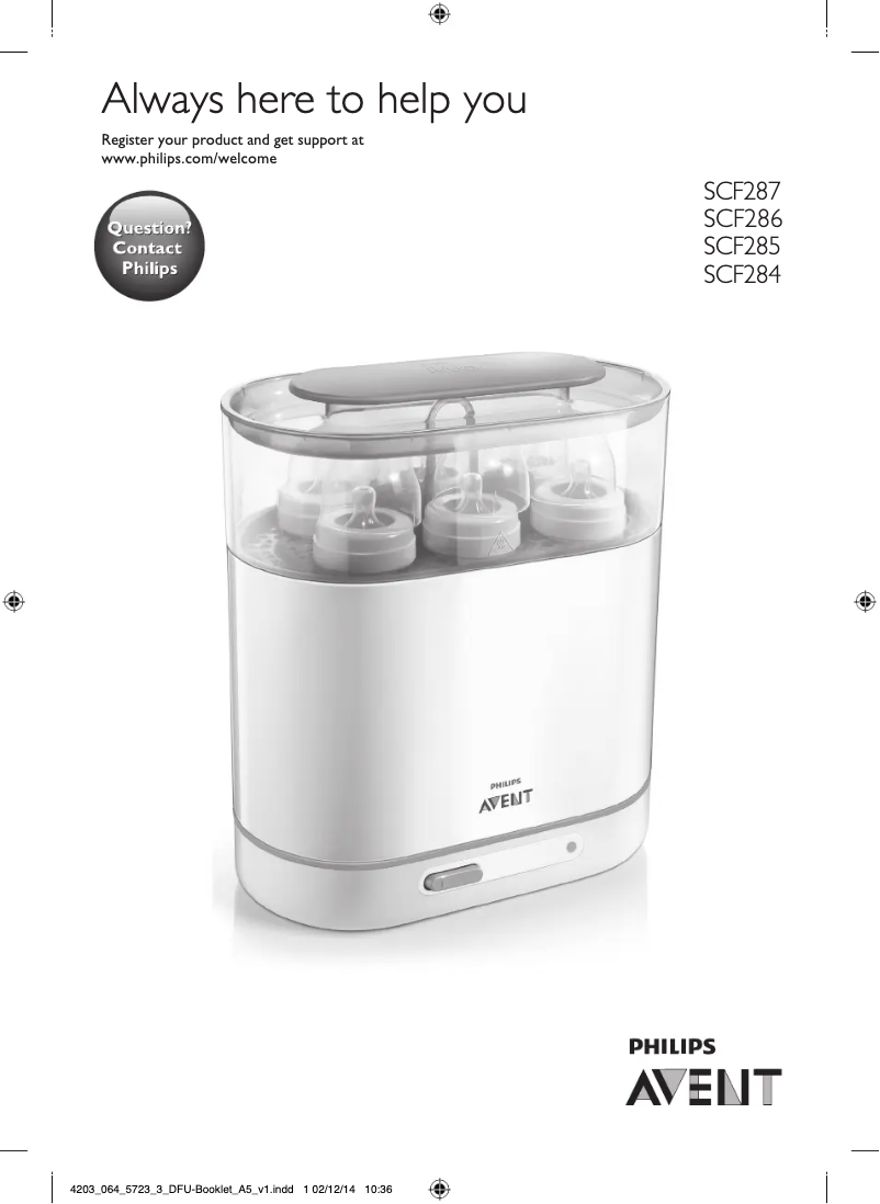 Page 1 de la notice Manuel utilisateur Philips Avent SCF287
