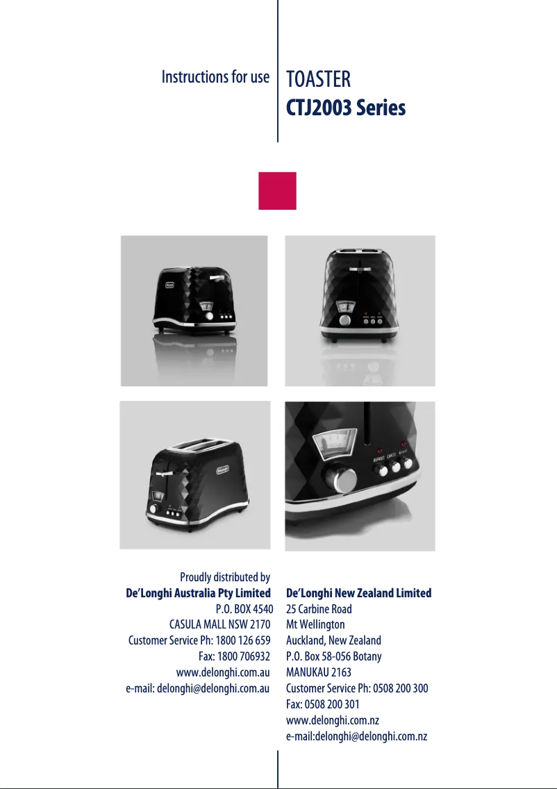 Image de la première page du manuel de l'appareil Brillante CTJ 2003