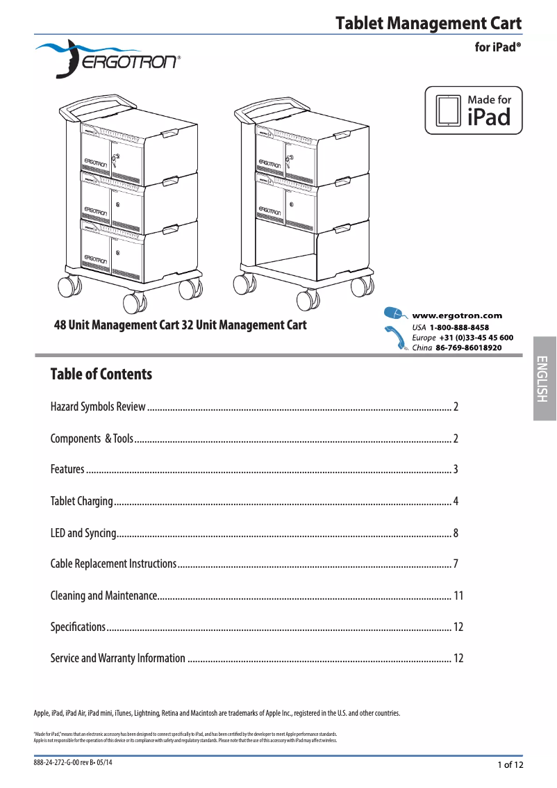 Página 1 del manual Manual de usuario Ergotron Cart 48