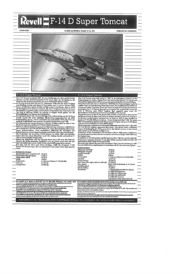 Image de la première page du manuel de l'appareil F-14D Super Tomcat