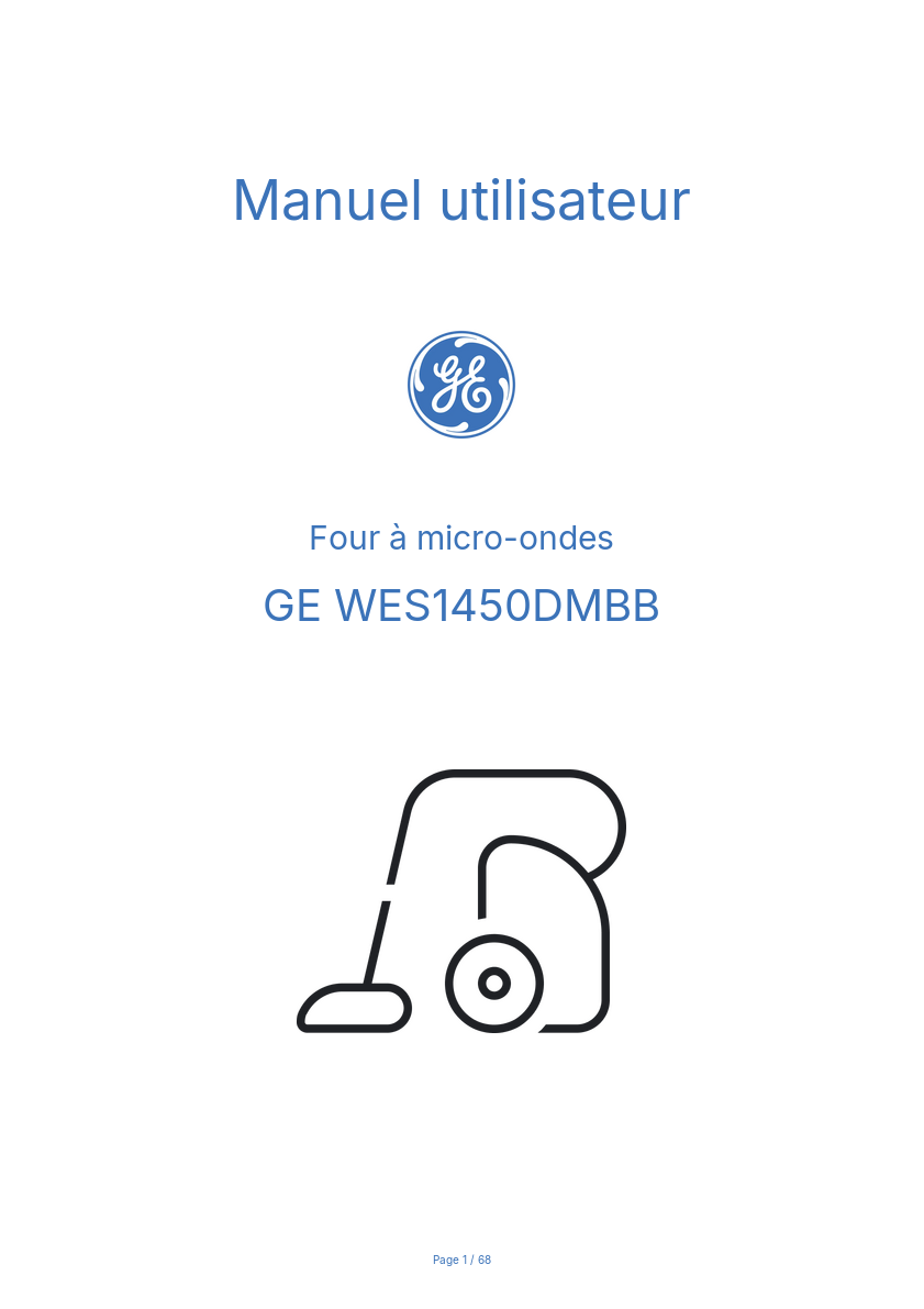 Page n°1 - Manuel utilisateur GE WES1450DMBB