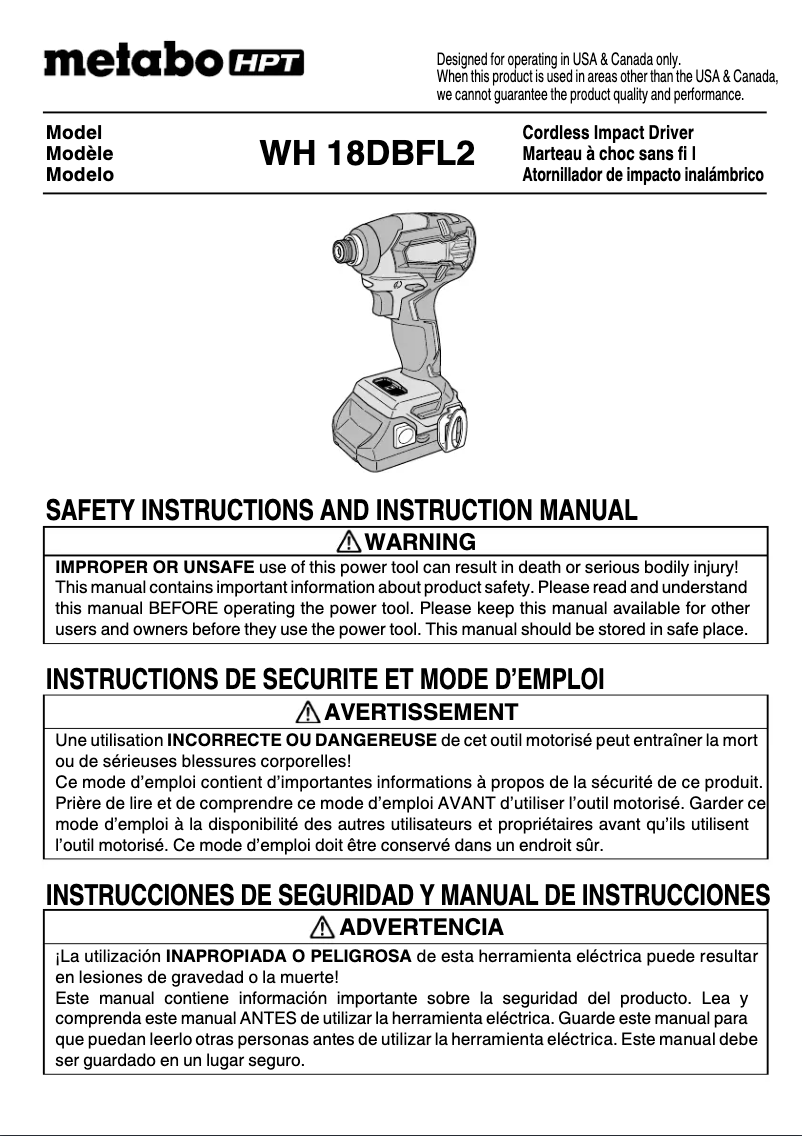 Página 1 del manual Manual de usuario Metabo KC18DBFL2