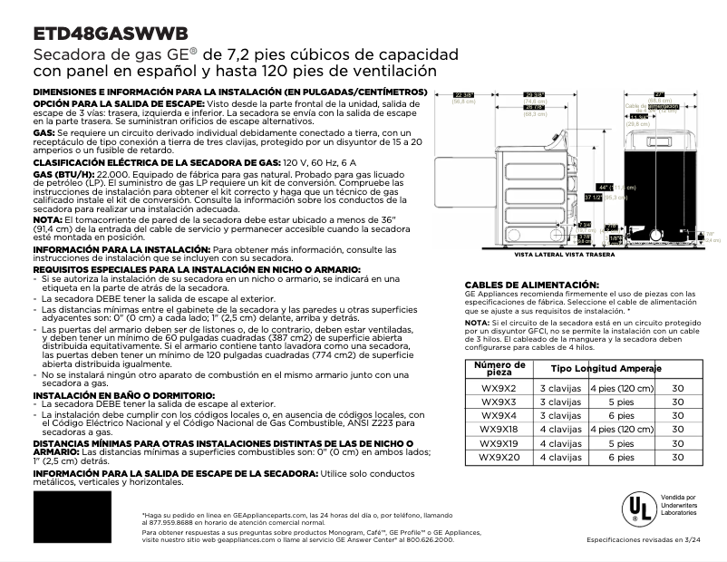 Image de la première page du manuel de l'appareil ETD48GASWWB