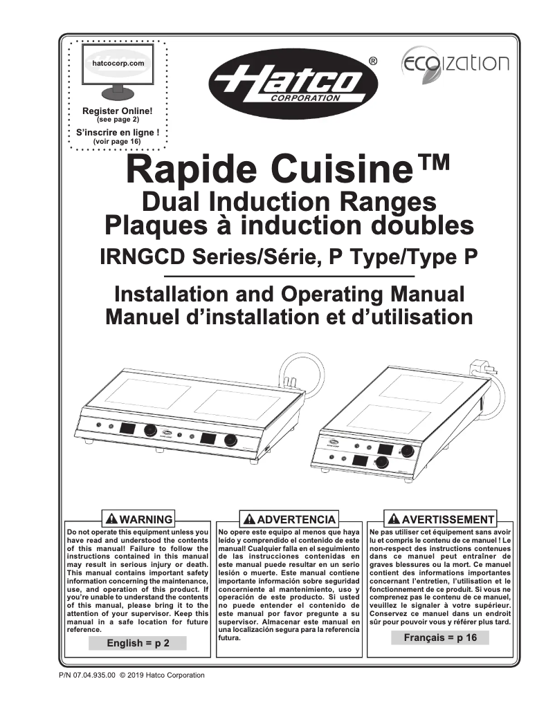 Image de la première page du manuel de l'appareil Rapide Cuisine IRNG-PC2S-36