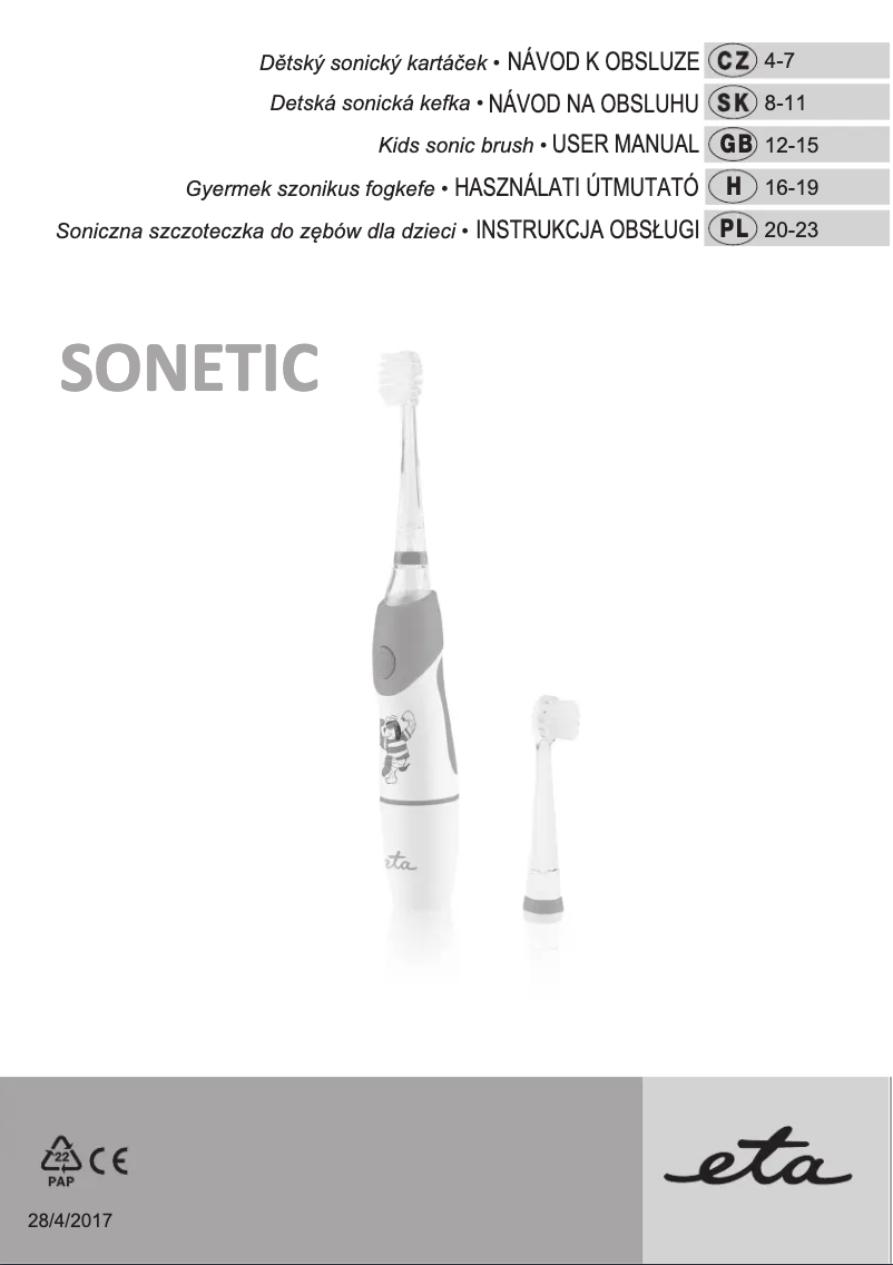 Page 1 of the manual User Manual Eta Sonetic 070690010