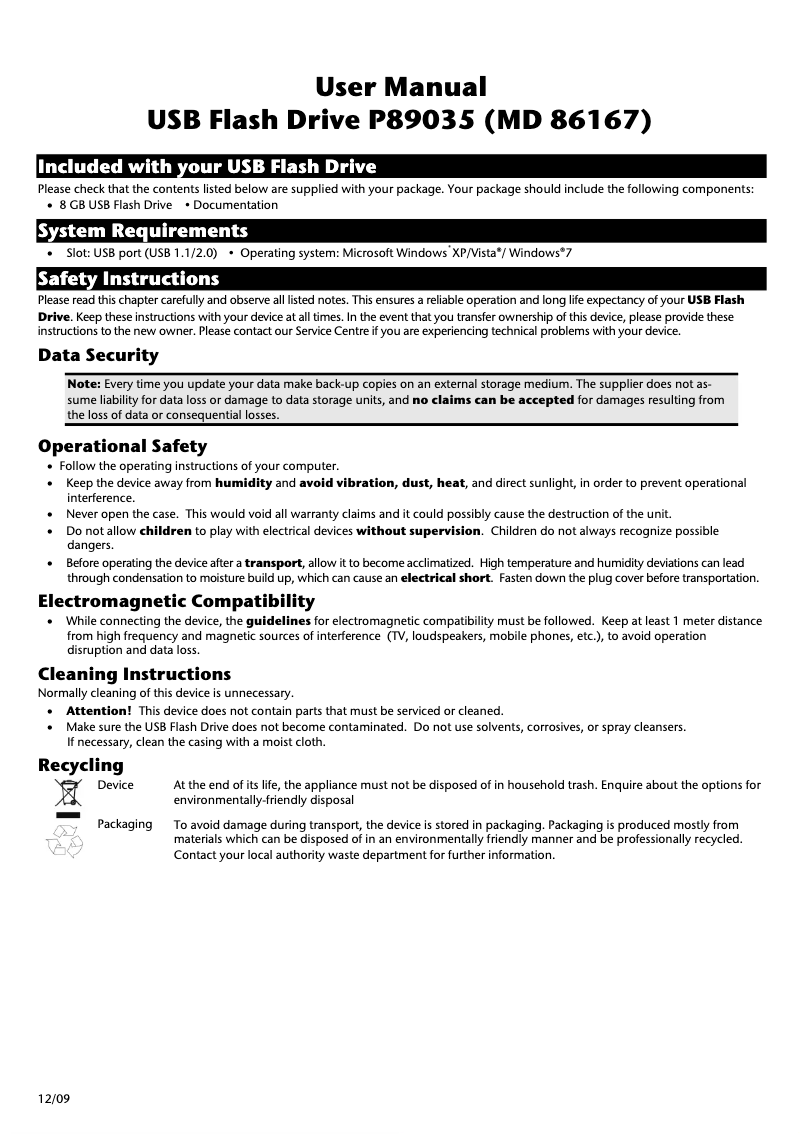Page n°1 - Manuel utilisateur Medion LIFE P89035 (MD 86167)
