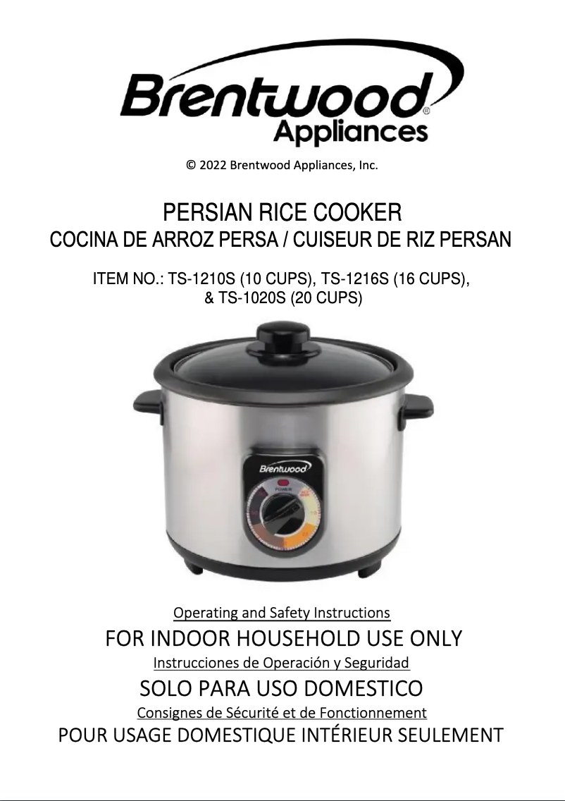 Page 1 de la notice Manuel utilisateur Brentwood TS-1216S