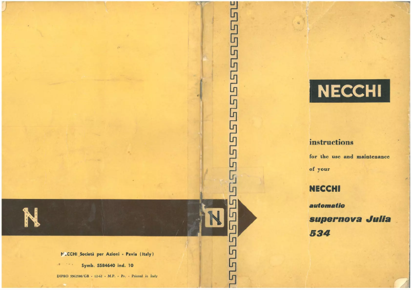 Page n°1 - Manuel utilisateur Necchi Supernova Julia 534