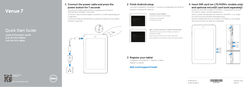 Page 1 de la notice Manuel utilisateur Dell Venue 7 3740