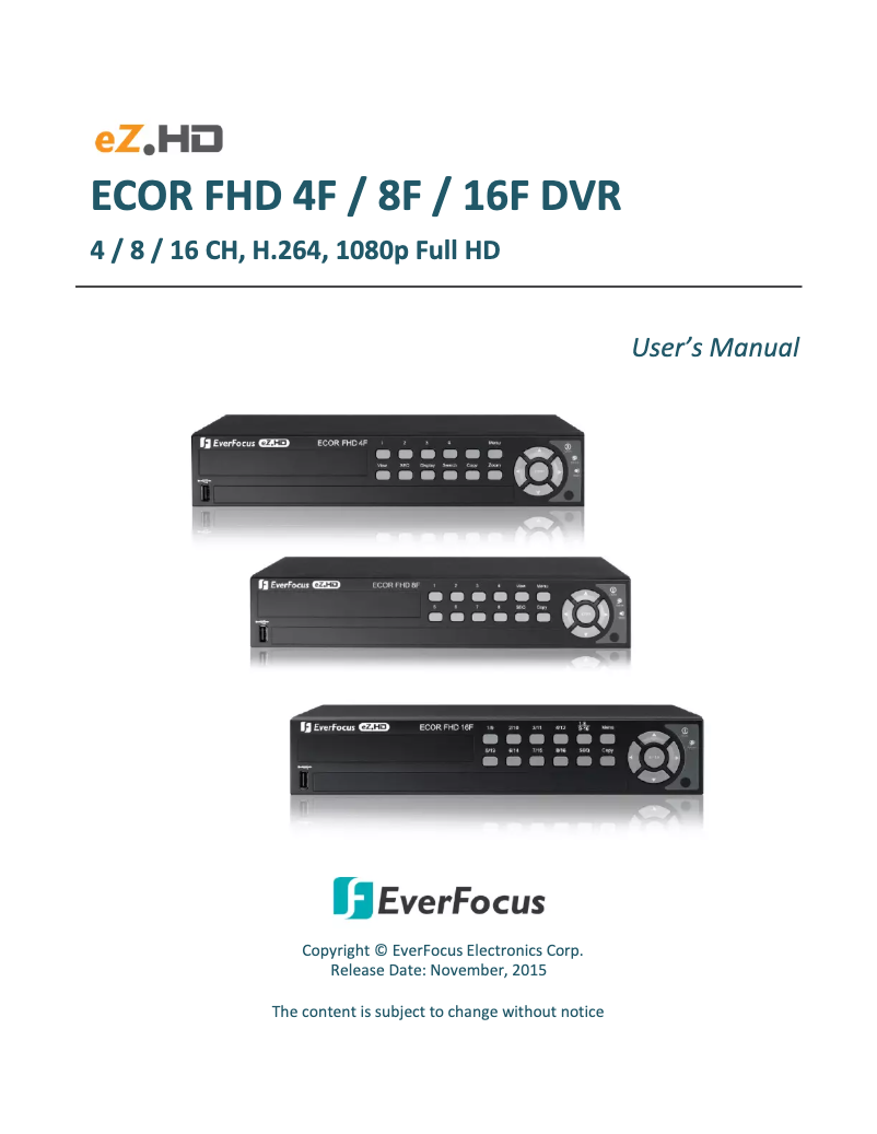 Image de la première page du manuel de l'appareil ECOR FHD