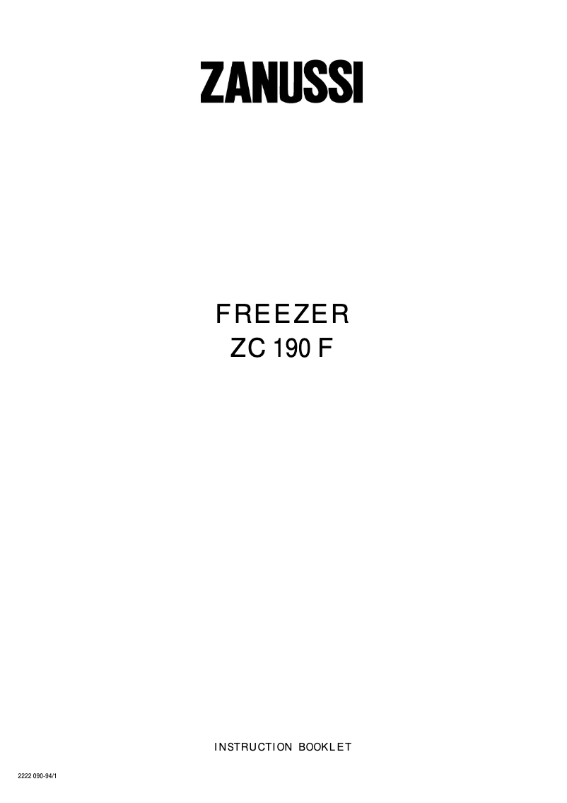Page 1 de la notice Manuel utilisateur Zanussi ZC 190 F