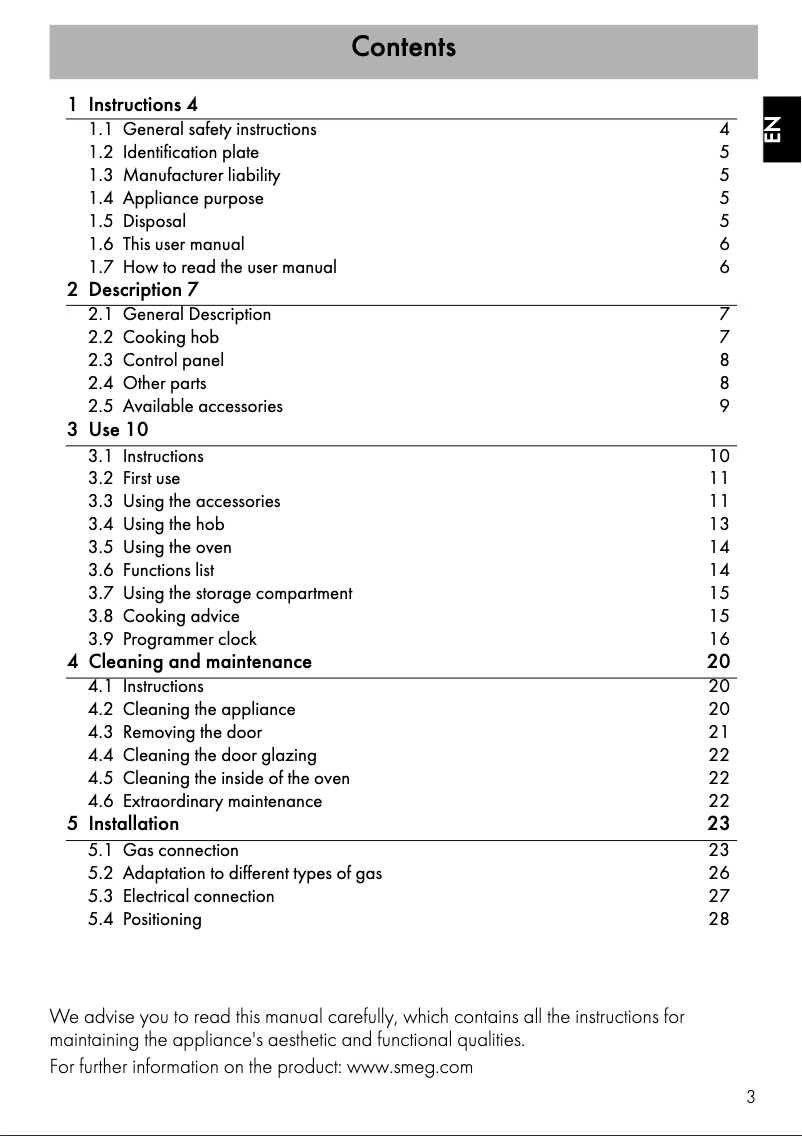Page 1 de la notice Manuel utilisateur Smeg SUK91MBL8